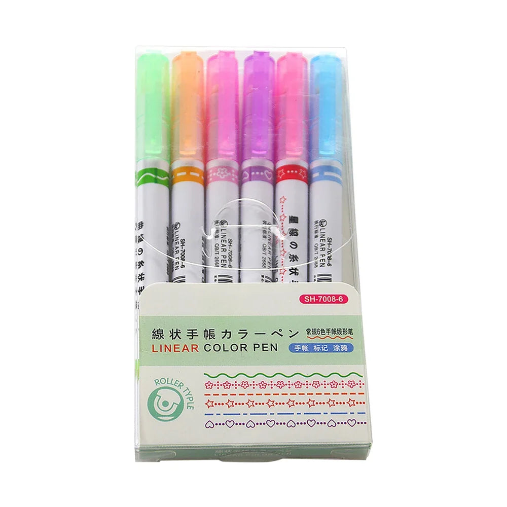 6-Pack Flower Roller Tip Highlighter Pens | Quick Dry Markers