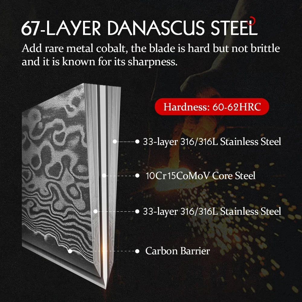 Damascus Steel Kitchen Cleaver – Professional Boning Knife