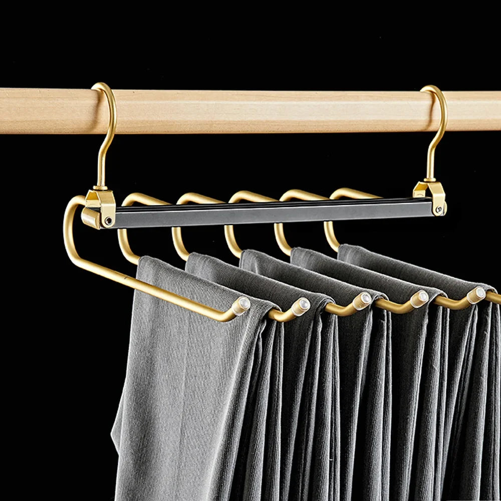 6-in-1 Aluminum Alloy Pants Hanger | Space-Saving Organizer