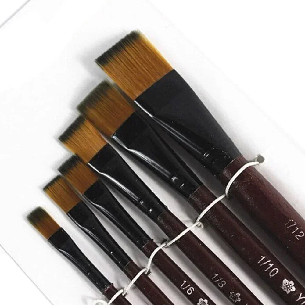 6-Piece Artist Paint Brush Set – Acrylic, Oil & Watercolor Nylon
