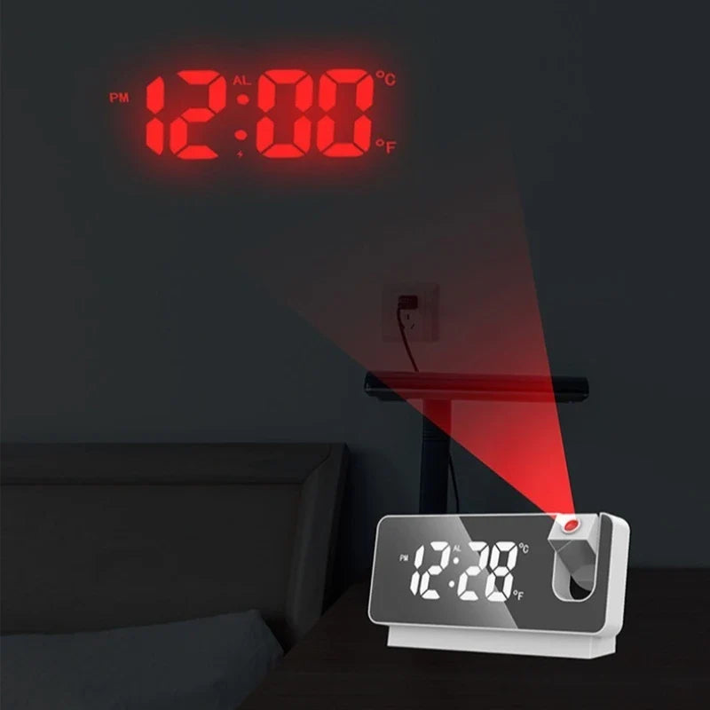 LED Digital Projection Alarm Clock | Silent Bedside Desk Clock