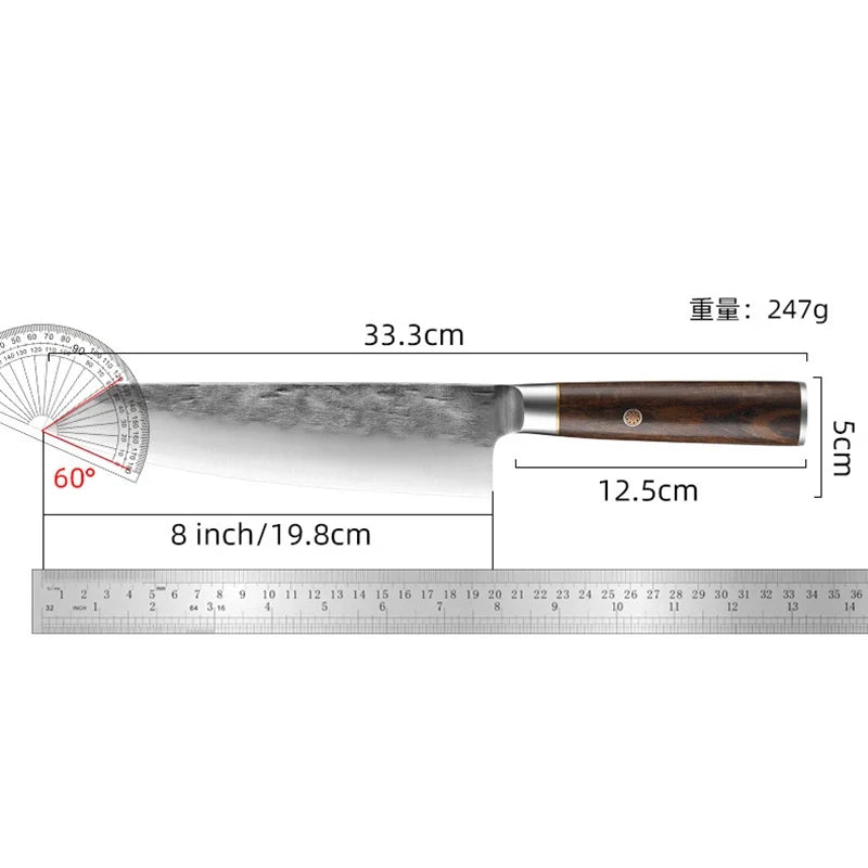 XUAN FENG Hand Forged 9CR18 Chef Knife – Wood Handle