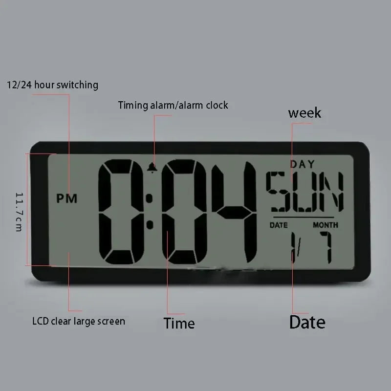 Nordic Digital Alarm Clock | LCD Wall Mount & Desk Clock