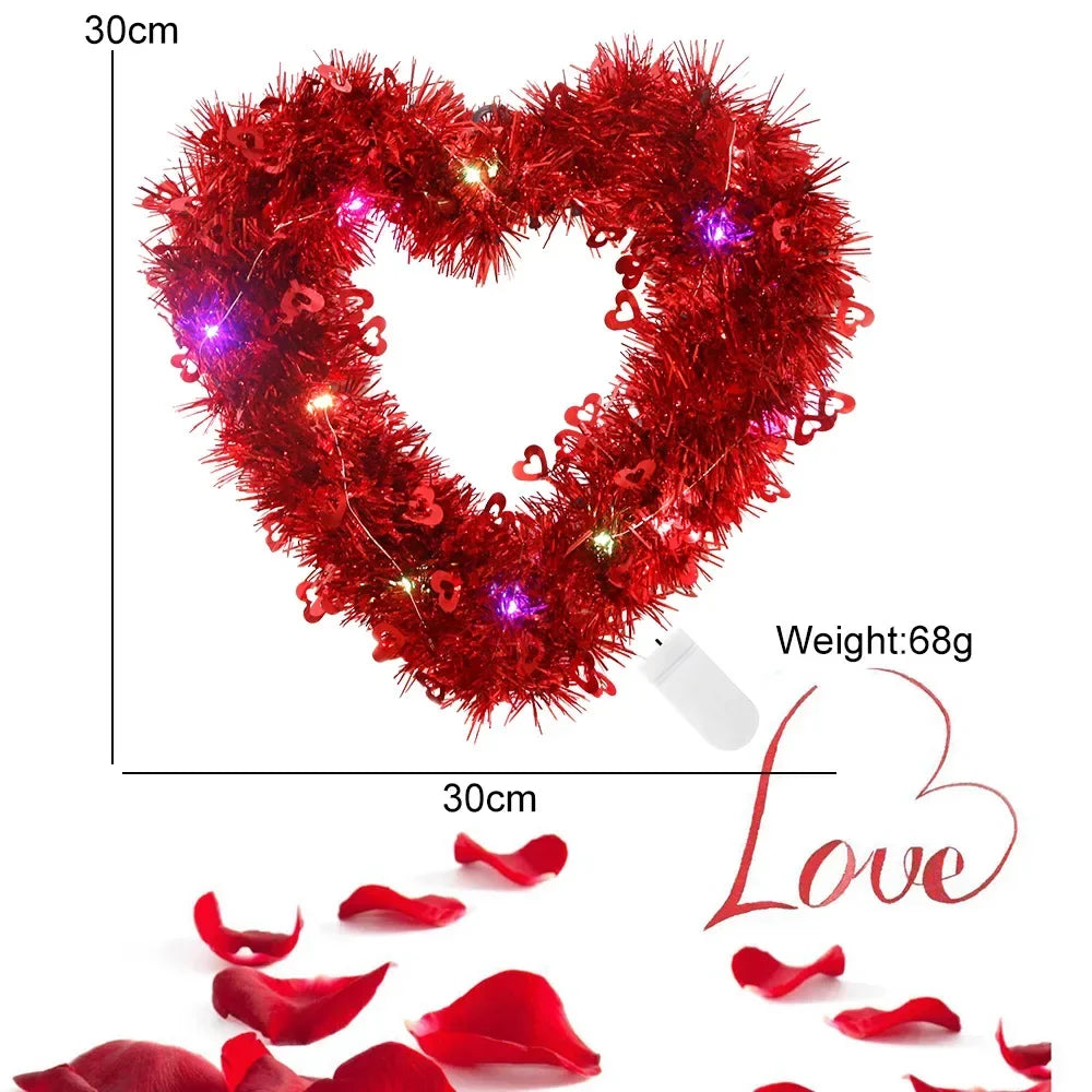 Romantic Luminous Heart Garland Valentines Day Decoration Glowing