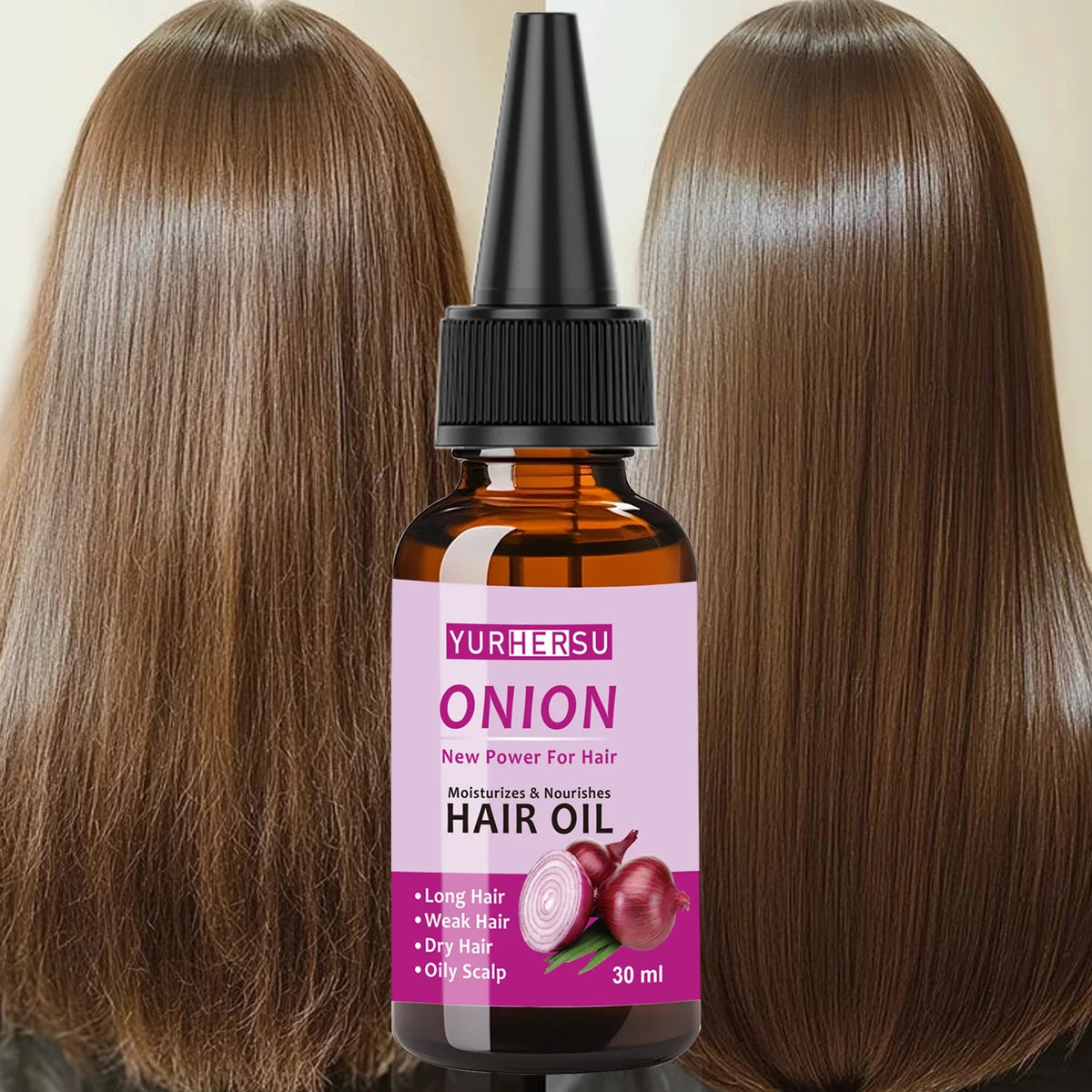 YURHERSU Onion Hair Oil – Pure Natural Hair Growth Treatment