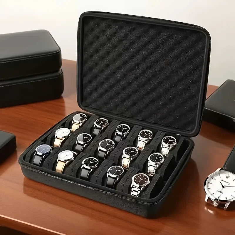 15 Slots Watch Display Box Portable Jewelry Storage Organizer