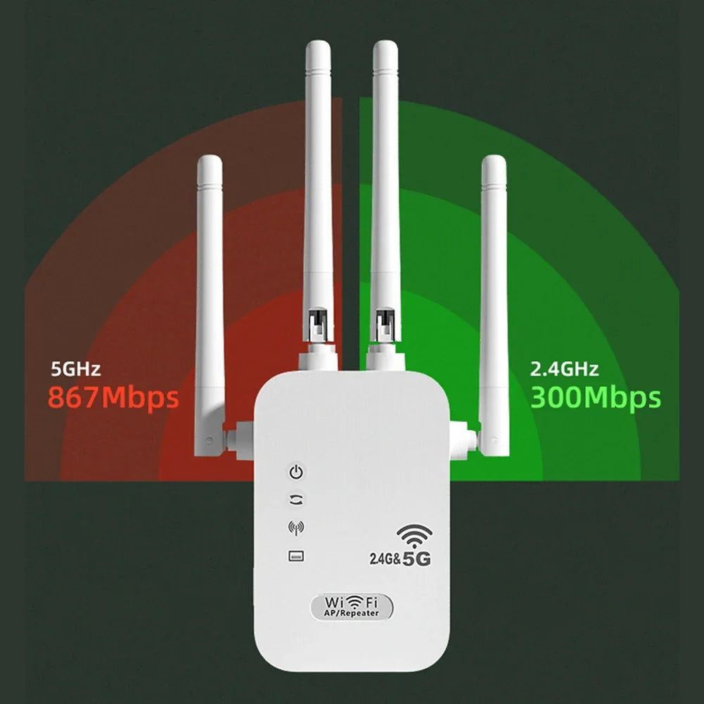 1200Mbps Wireless Wifi Repeater WAN LAN Port Dual-band 2 4GHz 5GHz