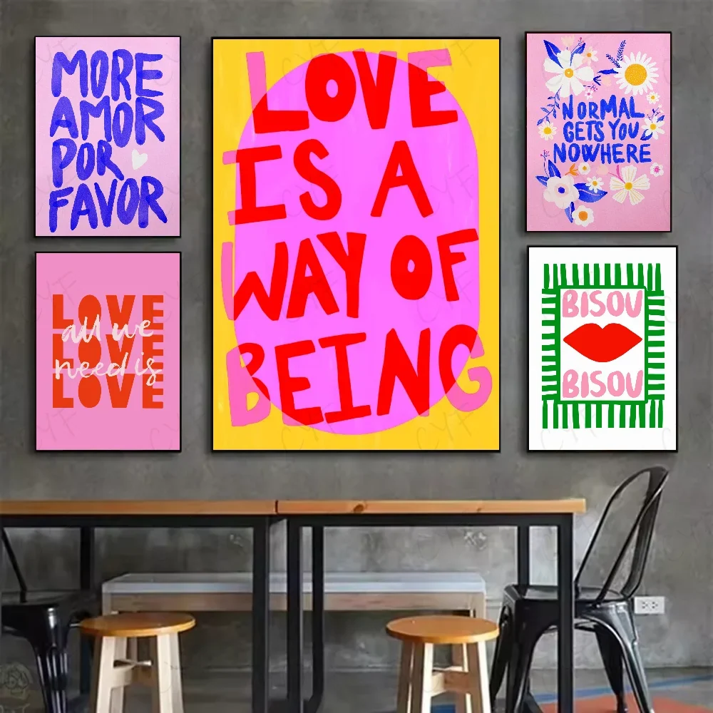 Minimalist Love Quotes Wall Poster – Waterproof PVC Art Sticker