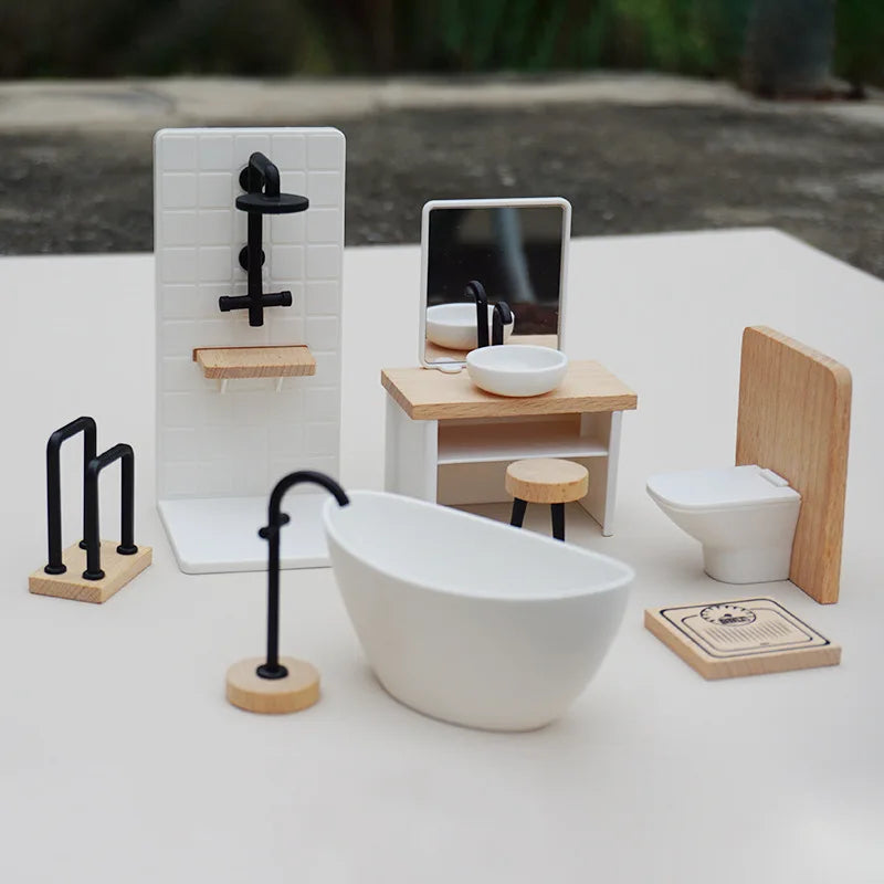 1 12 Dollhouse Simulation Bathroom Toy White Wash Basin Toilet Model