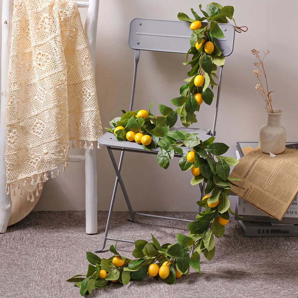 Artificial Lemon Garland Wreath | Faux Lemon Home Decor