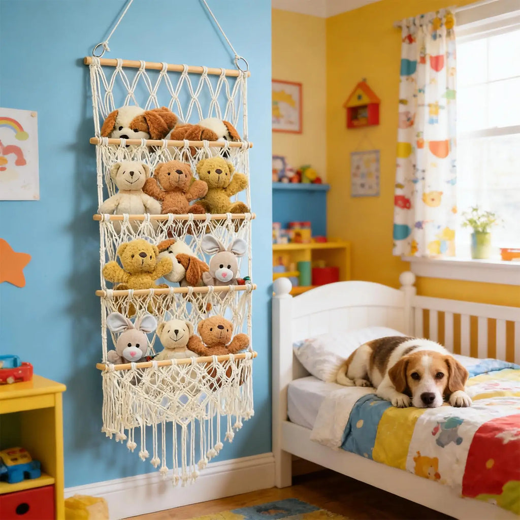 4-Layer Boho Stuffed Animal Storage Net Hammock | Nursery