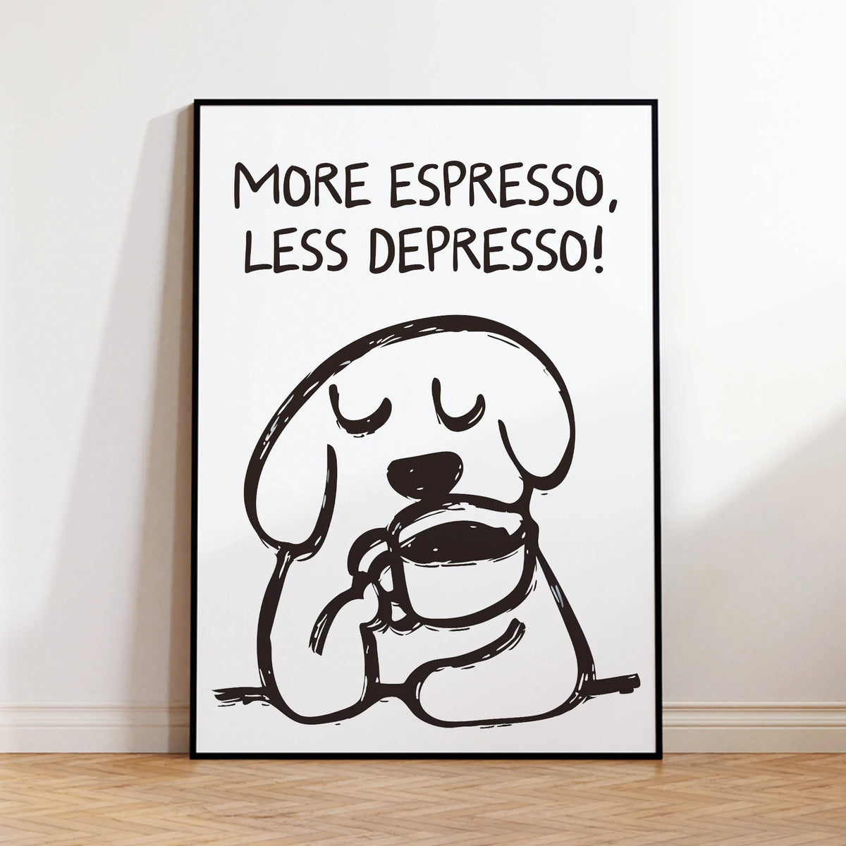 "More Espresso Less Depresso" Retro Coffee Canvas Wall Art
