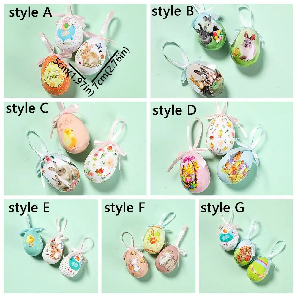Painted Foam Easter Egg Hanging Ornaments – 3 Pack DIY Décor