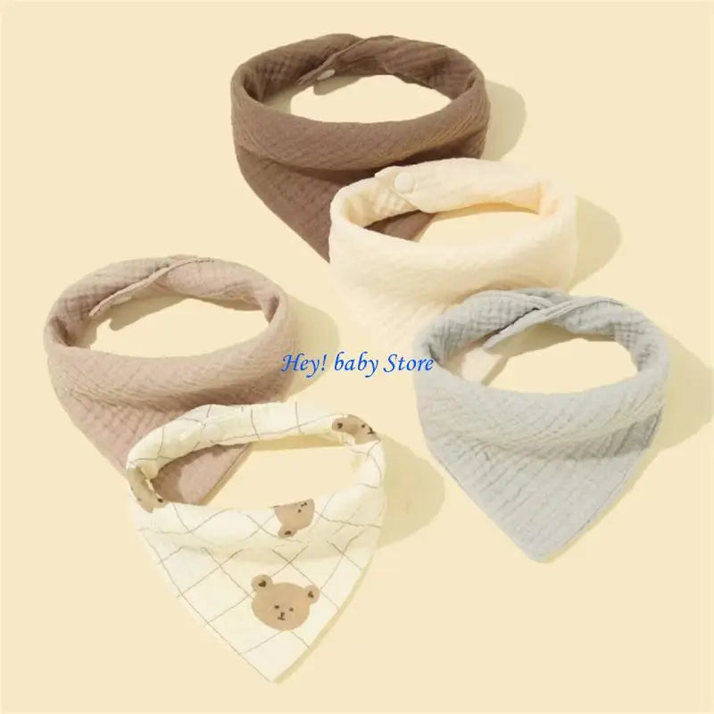 5-Pack Soft Cotton Baby Drool Bibs | Teething Burp Cloths