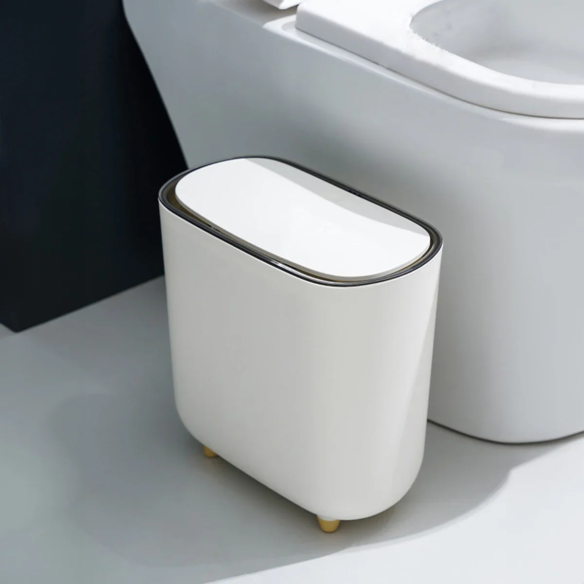 Narrow Shape Press Ring Trash Can Lid Bathroom Gap Highlighting