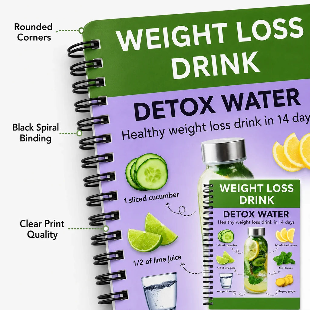 14-Day Detox Water Guide A5 Spiral Notebook 140-Page Healthy Drink