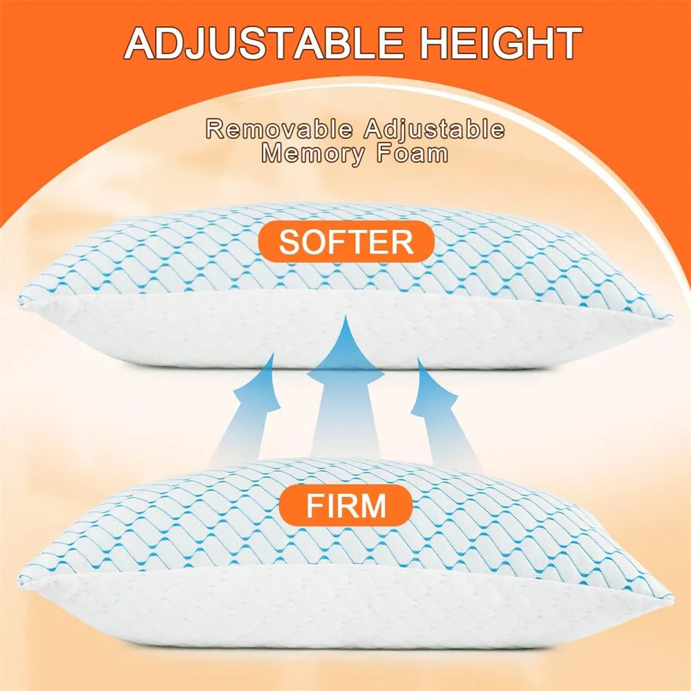 Height Adjustable Cooling Pillow | Shredded Memory Foam