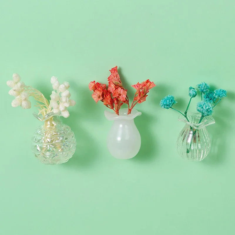 DIY Mini Glass Vase Fridge Magnet Porcelain Flower Plant Message
