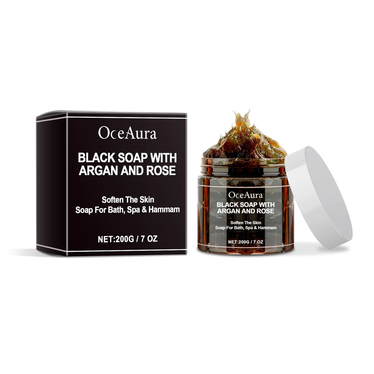 OceAura Black Soap Body Scrub – Exfoliating, Acne & Deep Cleanse