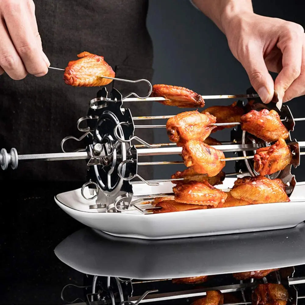 A36T-BBQ Steel Metal Roaster Rotisserie Skewers Needle Cage Oven