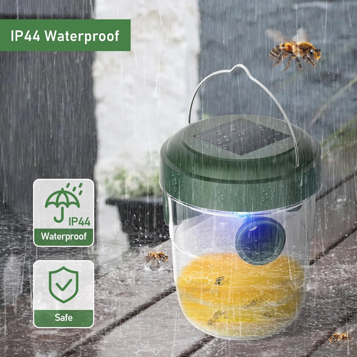 Solar Wasp & Hornet Trap – Reusable Outdoor Hanging Catcher