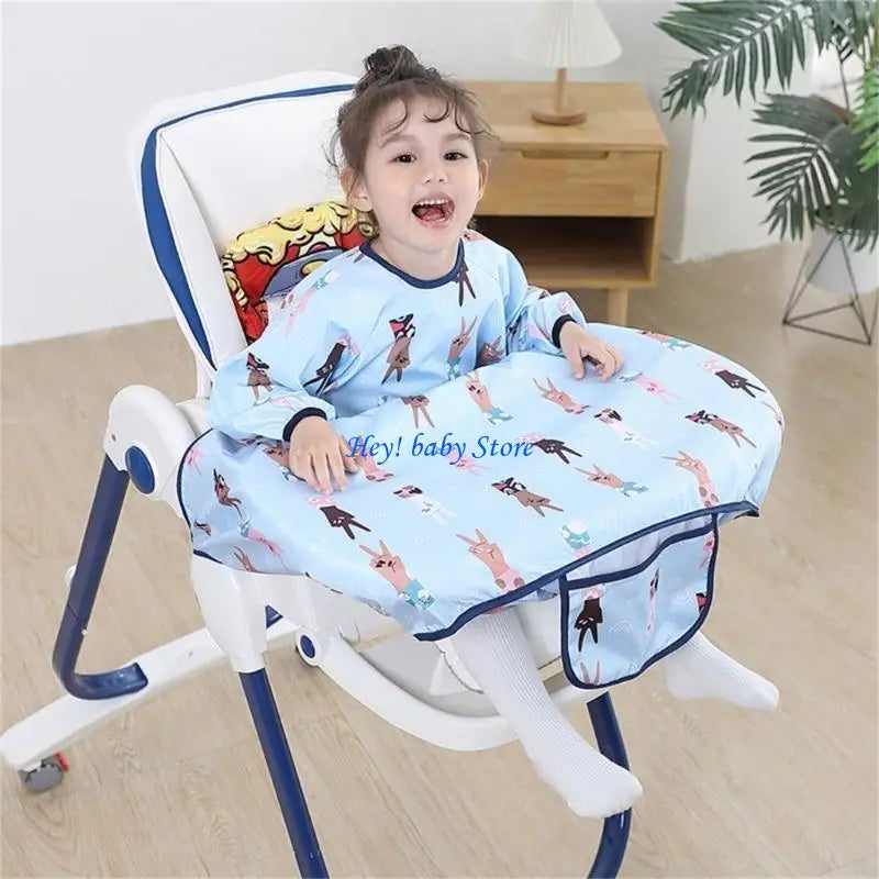 Waterproof Baby Feeding Bib with Sleeves & Table Cover | 6M–4Y