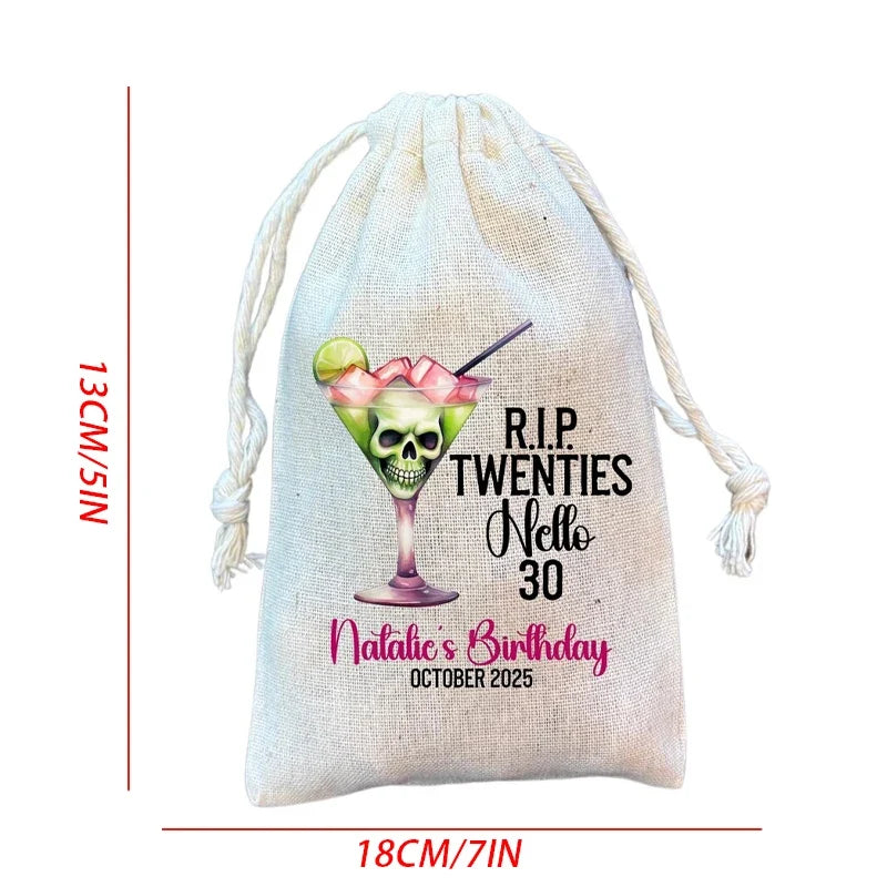 Personalized Halloween Birthday Hangover Kit Bags | RIP 30 40 50 60