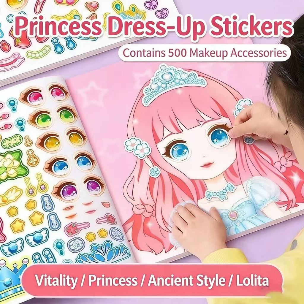 DIY Face Sticker Book Fashion Doll Design Dress-up Game Creative Fun