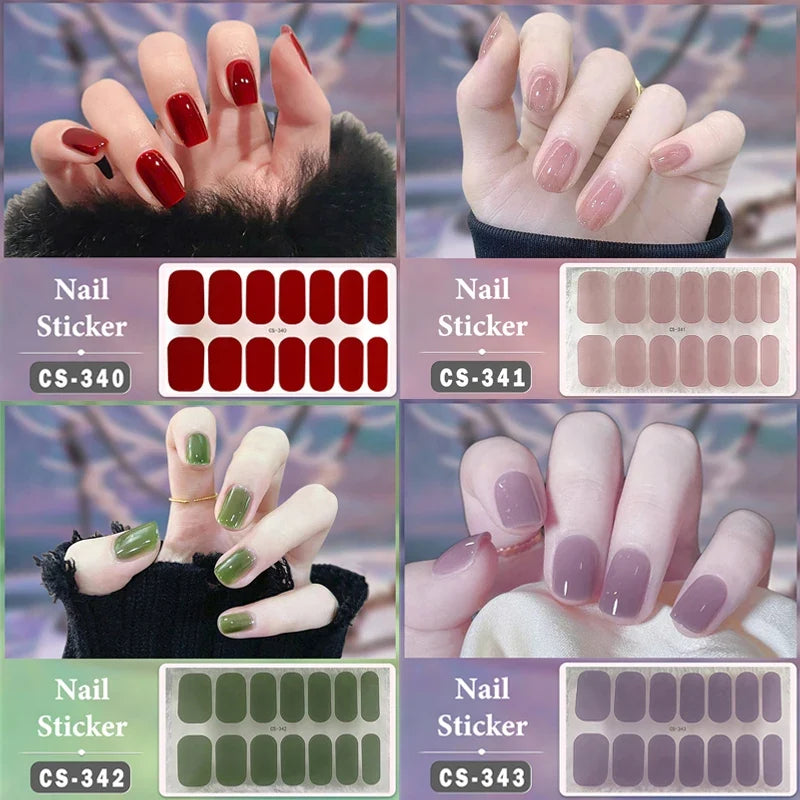 Waterproof Full Cover Nail Wraps – No-Lamp Nail Stickers 14pc