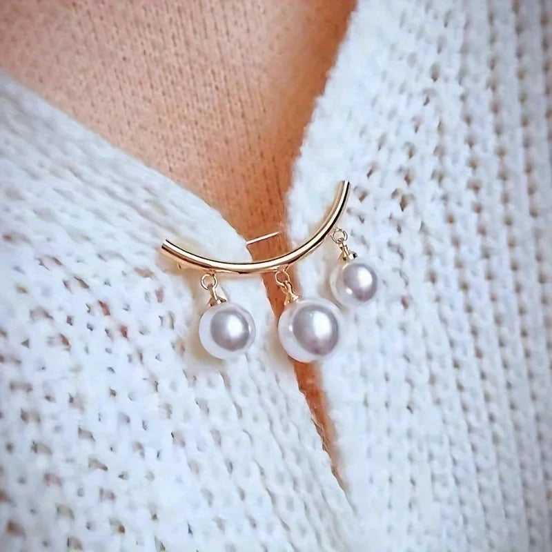 Women's Black White Trouser Waist Pearl Pin Adjustment Fixed Clothes