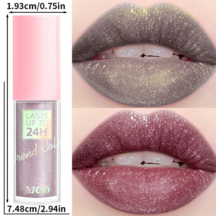 MCD Glitter Lip Gloss – 18 Shades, Waterproof & Long-Lasting