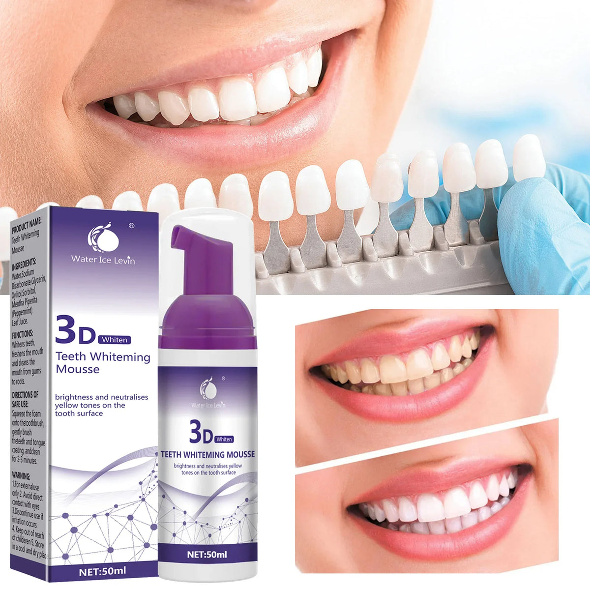 Purple Whitening Mousse Toothpaste 50ml – Fresh Breath & Deep Clean