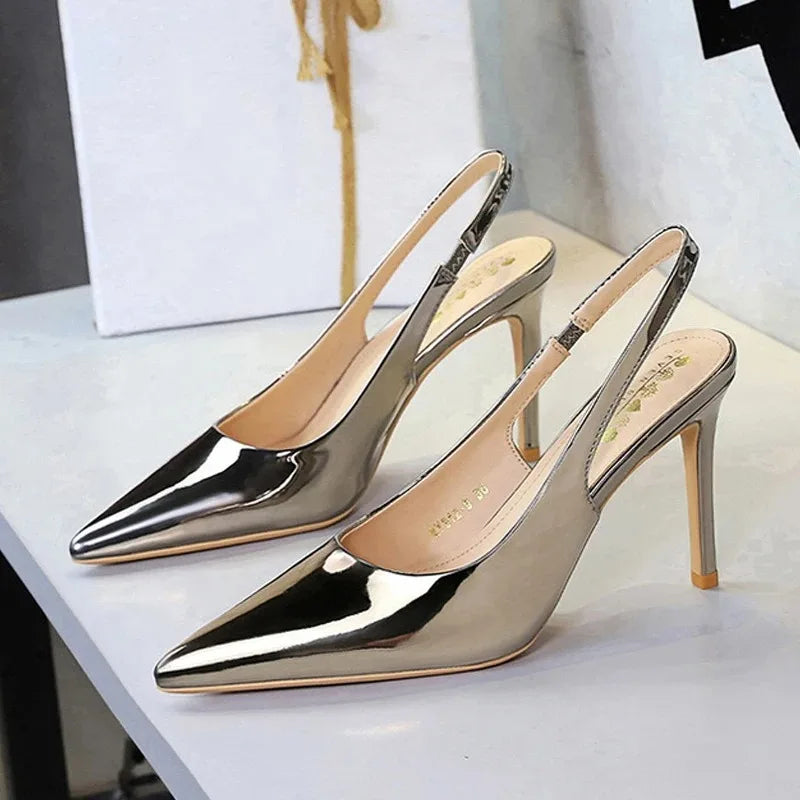 Women's Pointed Toe Stiletto Pumps – Patent Leather Party Heels