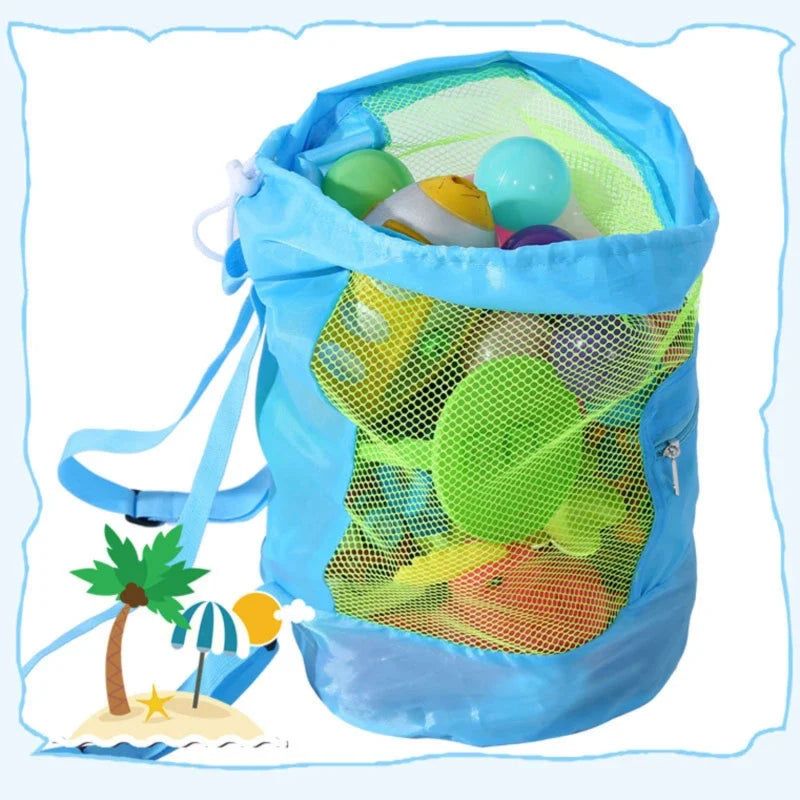 Foldable Mesh Beach Bag | Drawstring Backpack Travel Organizer