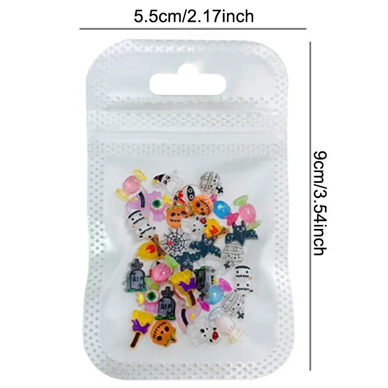 30pc Halloween 3D Resin Nail Charms – Pumpkin Ghost Clown