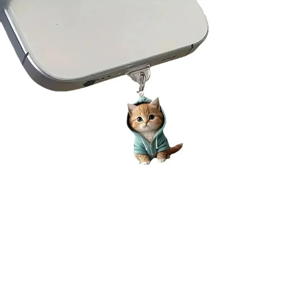 Cute Cat Dust Plug Charm for iPhone & USB-C | Phone Pendant