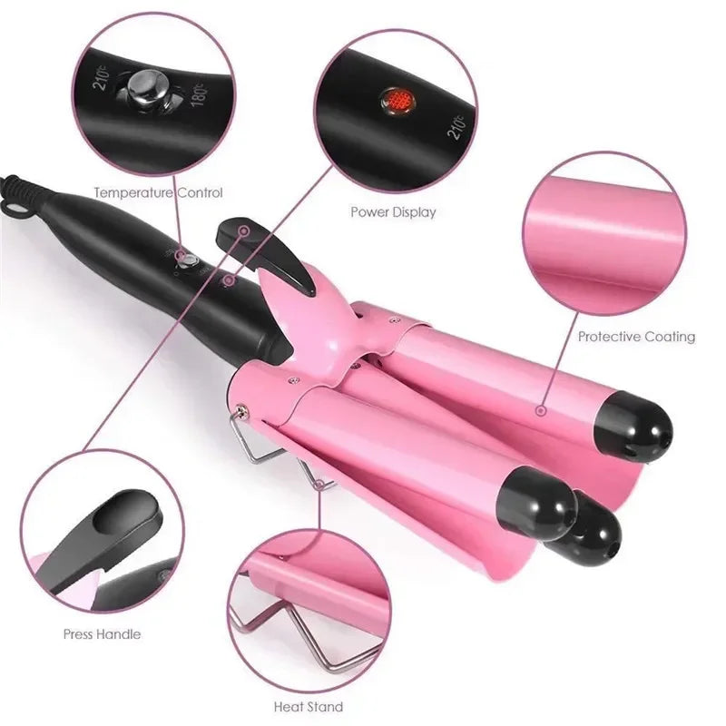 Ceramic Triple Barrel Hair Waver | Professional Curling Iron