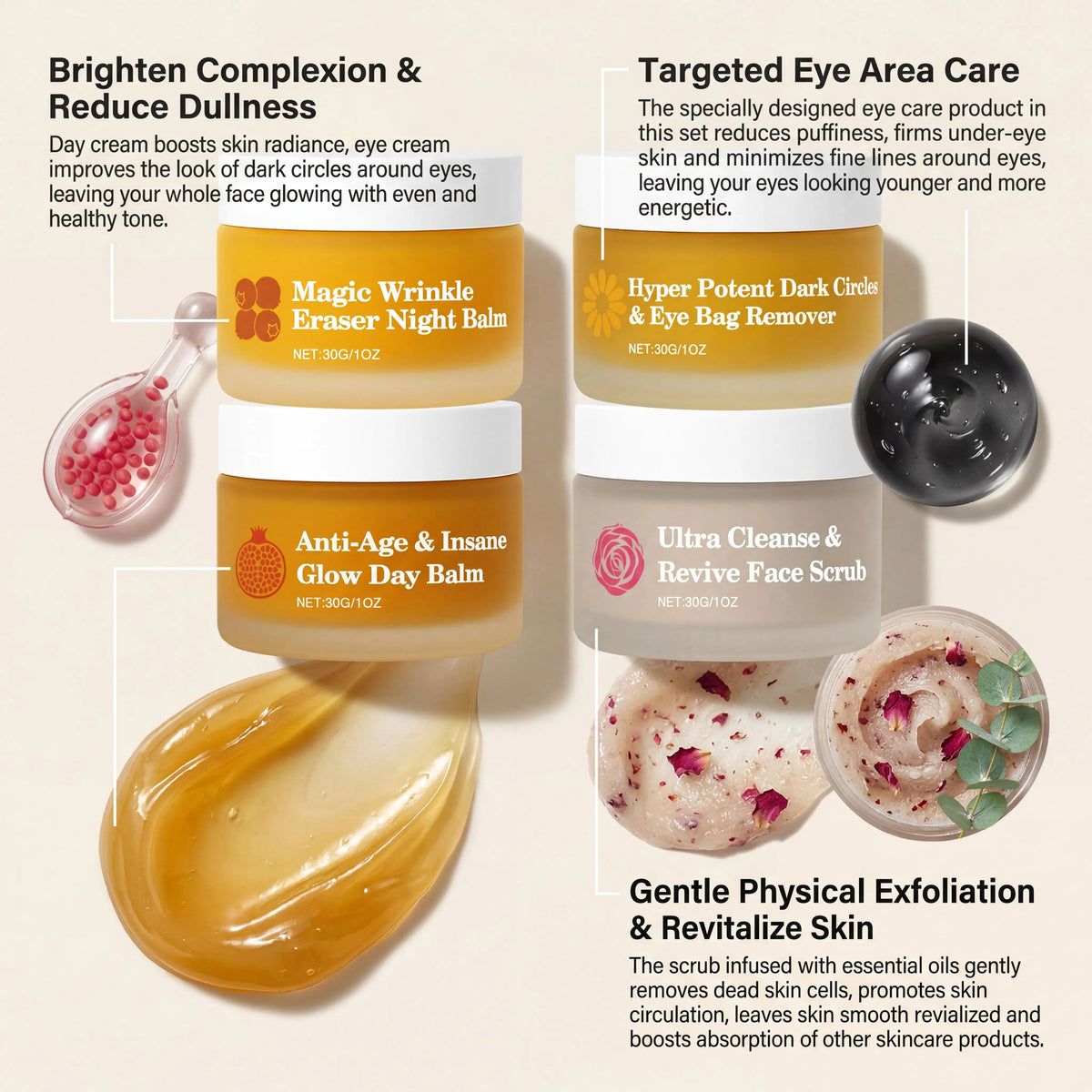 Day & Night Skincare Set – Moisturizing, Brightening & Eye Care