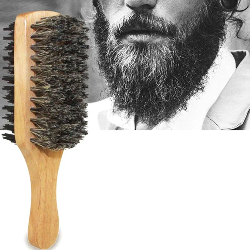 Men's Boar Bristle Hair & Beard Brush | Natural Wood Handle
