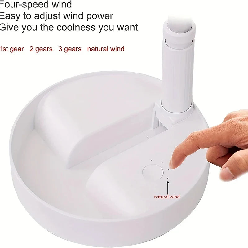 Portable Rechargeable USB Desk Fan – 4 Speeds, Foldable Design