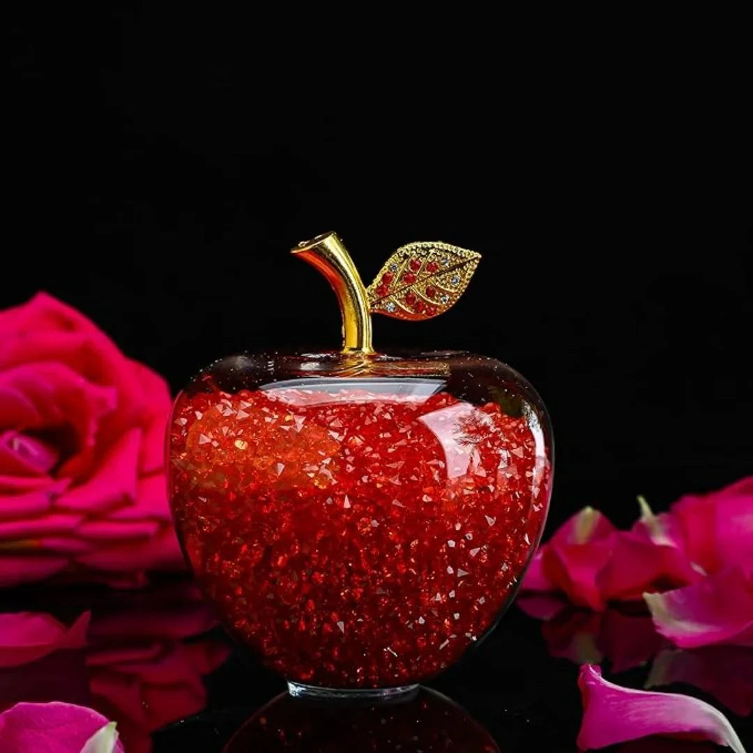 Colorful Crystal Craft Apple Statue Glitter Glass Home Decor