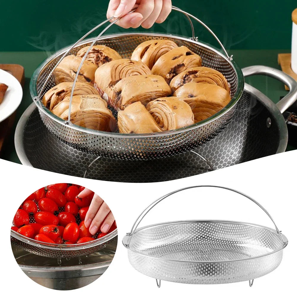 Stainless Steel Steaming Rack & Drain Basket | Multi-Use