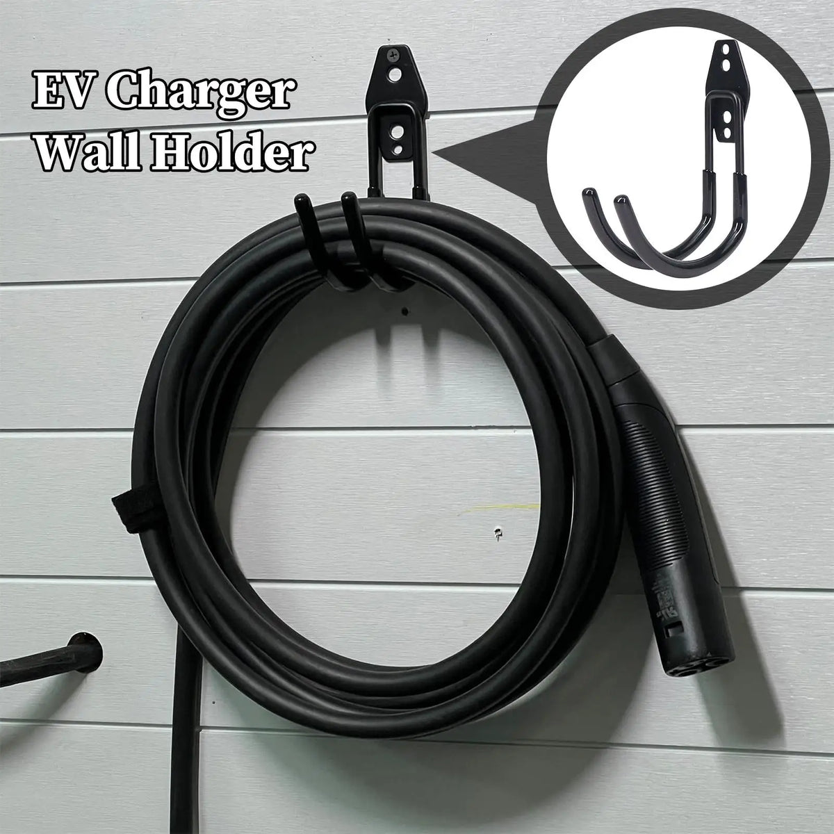 J-Type EV Charger Holder – Wall Mount Cable Organizer
