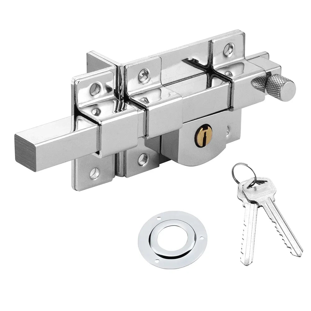 Iron Mechanical Latch Door Lock | Anti-Theft Bolt & 2 Keys