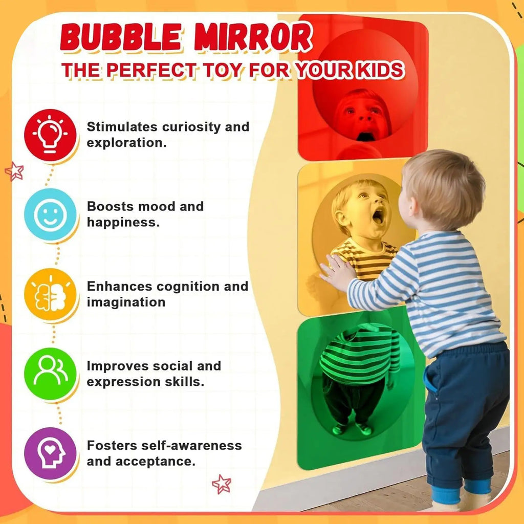 Kids Acrylic Bubble Sensory Mirror Set – 3-Piece Tactile Toy