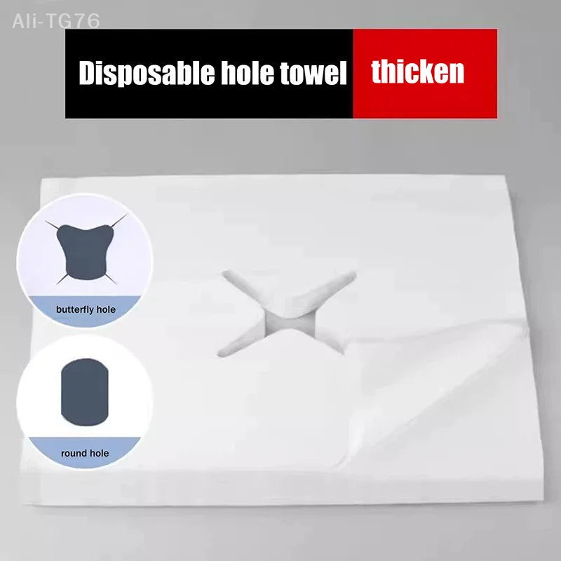 100-Pack Disposable Face Hole Towels for Massage Bed & Salon