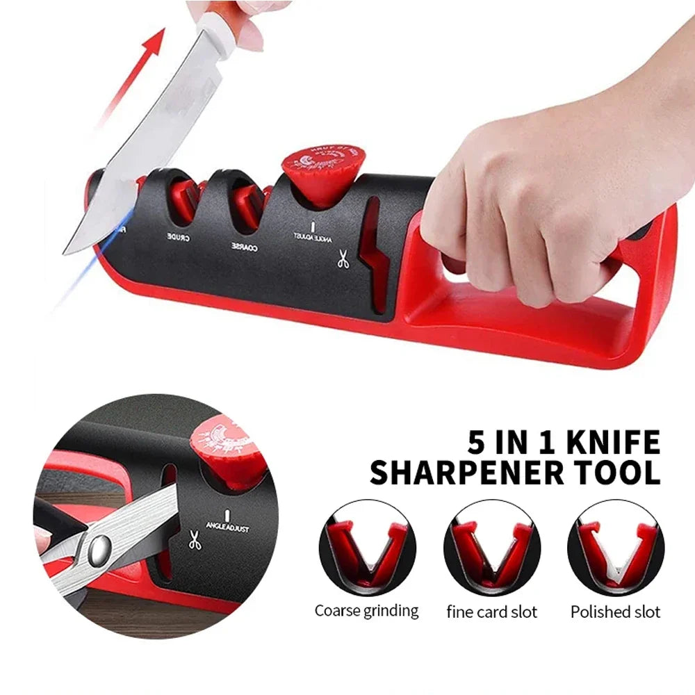 5-in-1 Knife & Scissor Sharpener | Adjustable Angle Whetstone