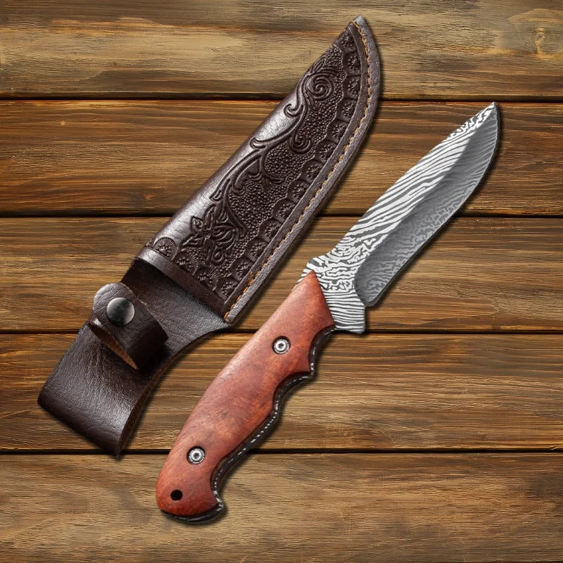 Damascus Pattern Kitchen Knife – D2 Steel Multi-Purpose Boning