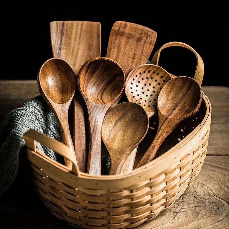 KEMORELA Teak Wood Cooking Spoon – Ladle, Turner & Skimmer