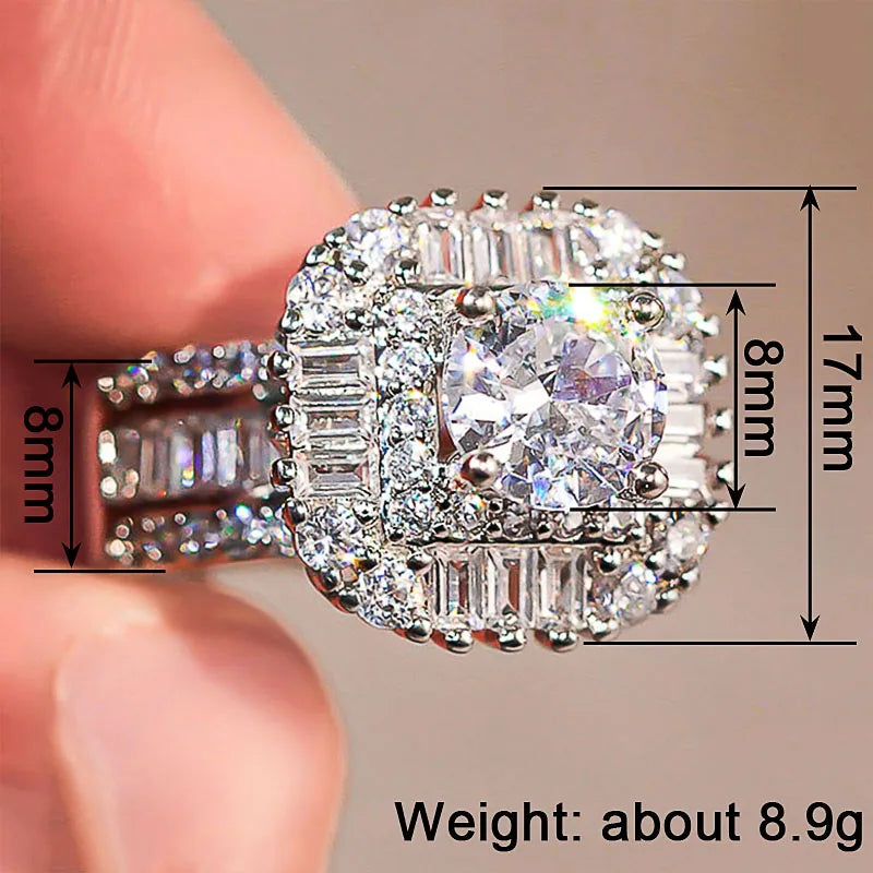 Huitan Cubic Zirconia Cocktail Ring – Women's Party Jewelry